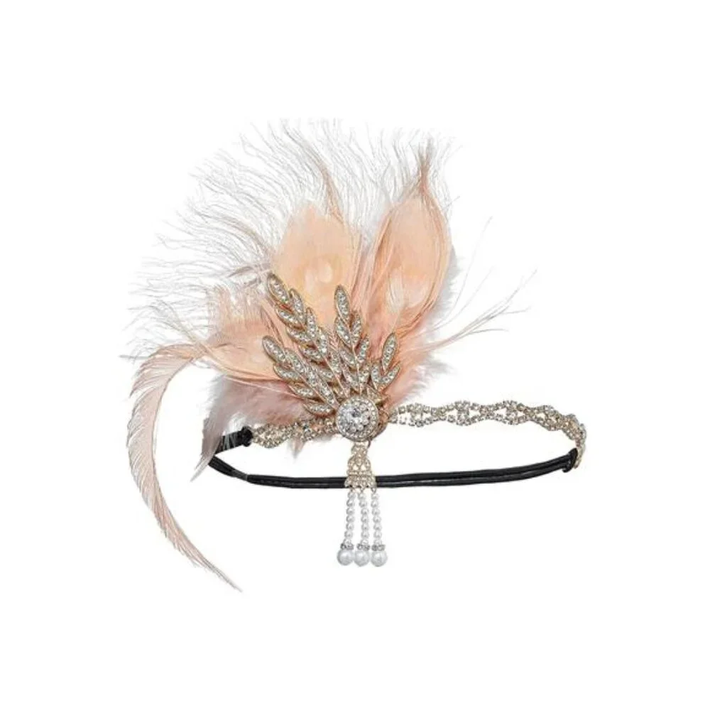 1920s Flapper Headband Feather Headpiece Roaring 20s Gatsby Hair